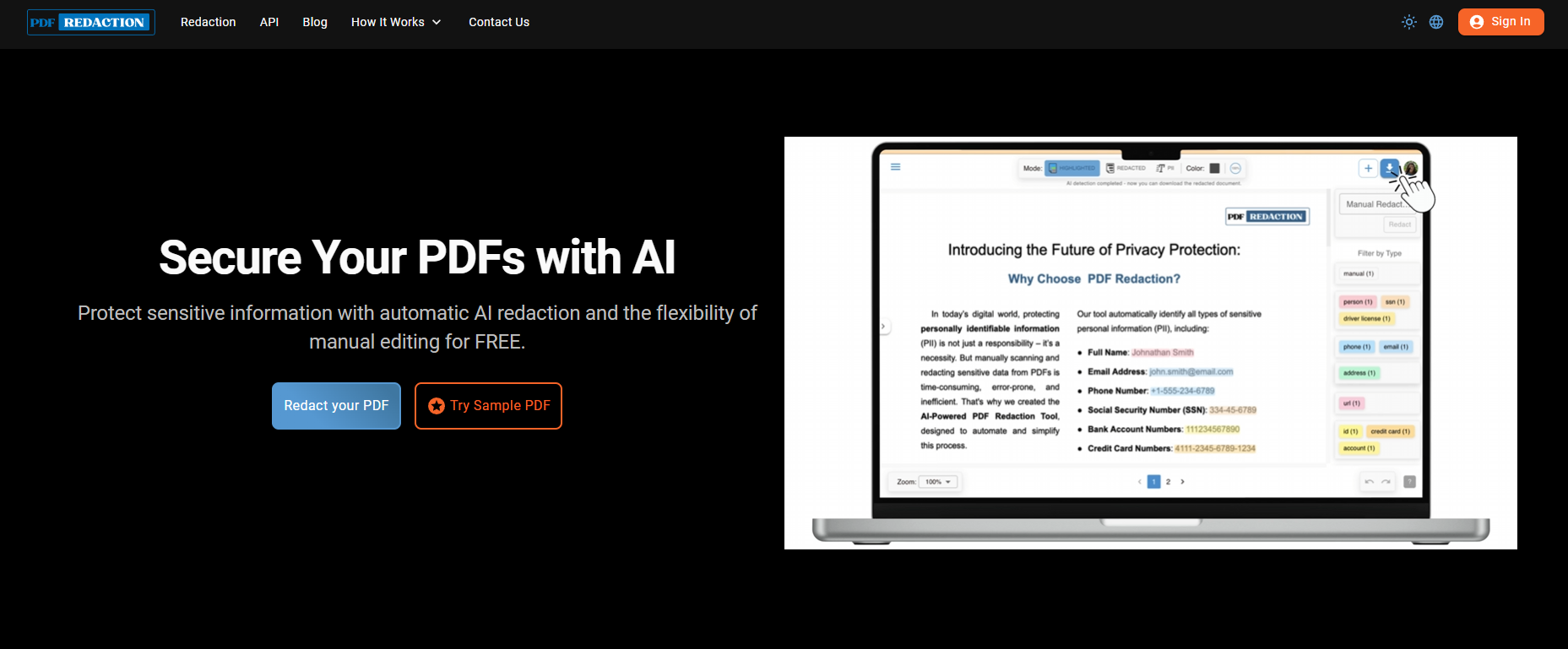 PdfRedaction screenshot and logo